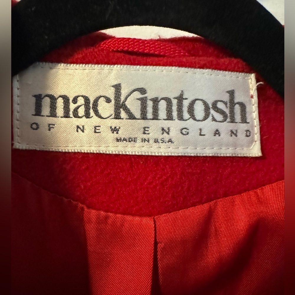 Mackintosh of New England 80’s Red Green Plaid Wool Hooded Coat Made USA Toggle - Picture 8 of 14